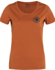 terracotta brown round neck t-shirt with Fjällräven logo