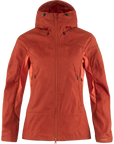 Orange jacket with a hood on a white background