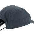 Dark gray cap with chin strap on a white background