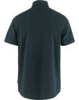 back view of dark navy collared formal shirt