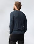 man in blue winter long john