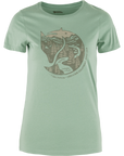 misty green round neck t-shirt with arctic fox image
