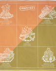 Design of different types of campfires with labels on a two-tone background