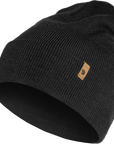black knitted beanie hat