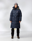 navy long padded down jacket