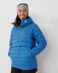 blue padded down winter jacket