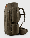 Brown hiking backpack on a light gray background