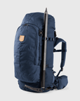 navy trekking backpack with compartment for axe