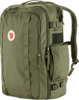 Green backpack with visible Fjällräven logo on a white background