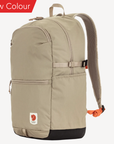 Beige backpack with visible Fjällräven logo on a white background