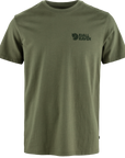 Green t-shirt with a Fjällräven logo on the chest against a white background