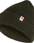 deep forest knitted beanie hat with Fjällräven logo