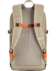 Beige backpack with orange straps on a white background