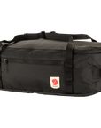 black duffel bag with Fjällräven logo