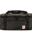 black duffel bag with Fjällräven logo