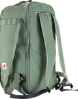 patina green backpack bag with Fjällräven logo