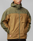 green brown windbreaker jacket with hood