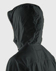 black hood of windbreaker jacket