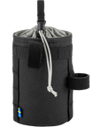 Black bag with a drawstring on a white background