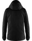Black jacket with a hood on a white background