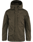 Dark green jacket with a hood on a white background