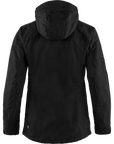 Black jacket with a hood on a white background