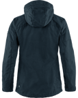 Dark blue hooded jacket on a white background