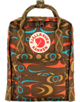 Fjällräven Kånken backpack with colorful pattern on a white background