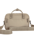 Beige bag with a shoulder strap on a white background