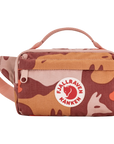 Camouflage-patterned bag with Fjällräven Kånken logo on a white background