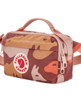 Camouflage-patterned bag with Fjällräven Kånken logo on a white background