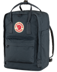 Dark blue backpack with Fjällräven Kånken logo on a white background