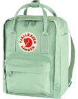 Light green mini backpack with Fjällräven Kånken logo on a white background