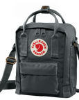 graphite sling bag with Fjällräven Kånken logo