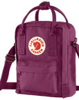 Purple backpack with Fjällräven Kånken logo on a white background