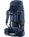 navy trekking backpack with cushion shoulder strap and chest strap