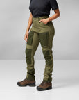 green trekking trousers with brown boots