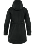Black coat with a hood on a white background