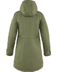 Green hooded coat on a white background