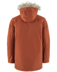 autumn leaf parka with fur hood