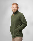 man in green fleece jacket