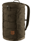 Brown backpack with visible arctic fox logo on a white background