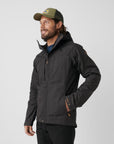 dark grey winter jacket with hood