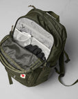 interior pockets of a deep forest backpack with Fjällräven logo