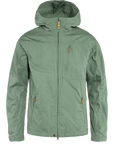 Green jacket with a hood on a white background