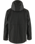 Black jacket with a hood on a white background