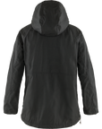 Black hooded jacket on a white background