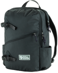 Black backpack with Fjällräven logo on a white background