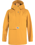 mustard yellow waterproof rain jacket with Fjällräven logo