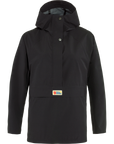 black waterproof rain jacket with Fjällräven logo
